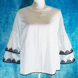 Crown and Ivy White Boho Eyelet Bell Shirt